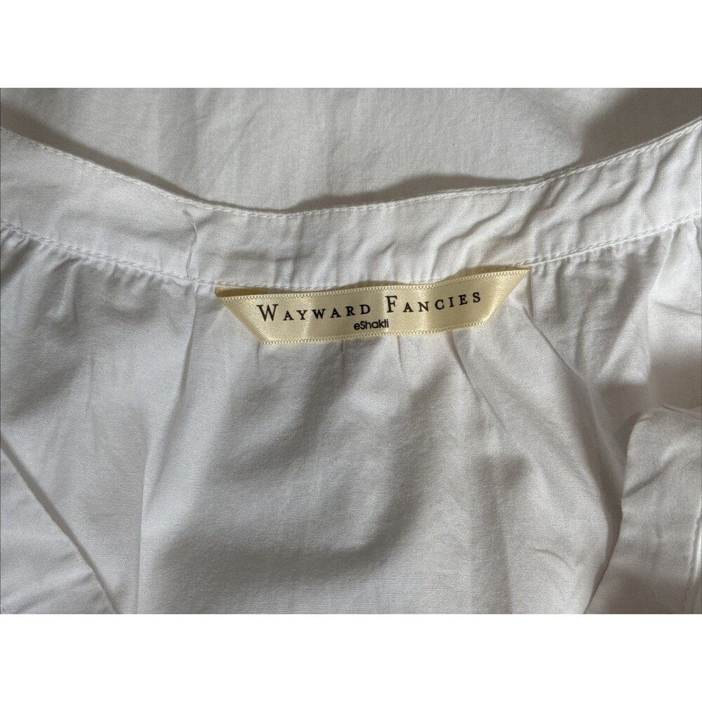 Wayward Fancies Eshakti Dress XL White Poplin Tiered Embroidered Tie Sleeve - Picture 6 of 7